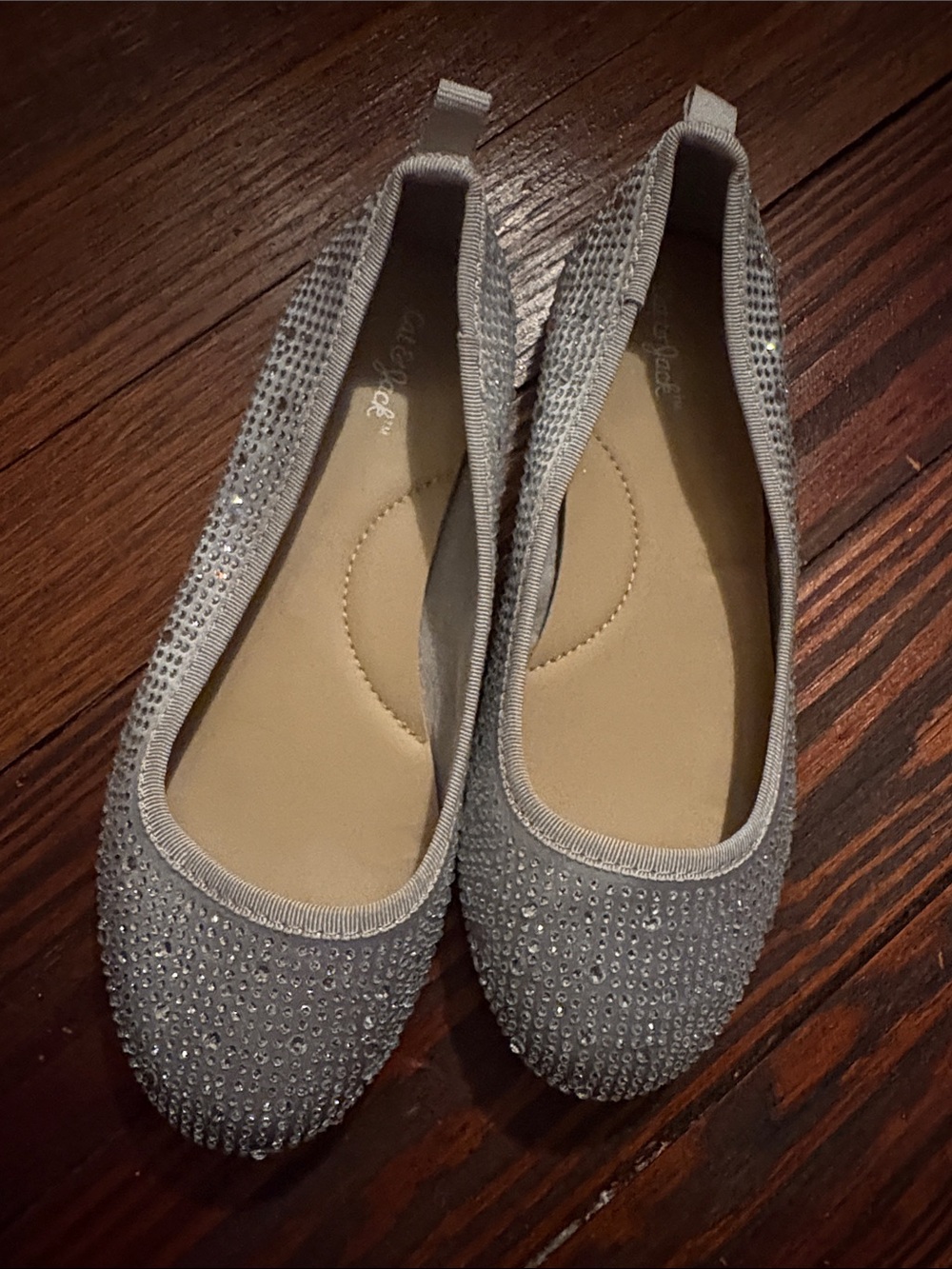 Cat & Jack Silver Rhinestone Knit Ballet Flats